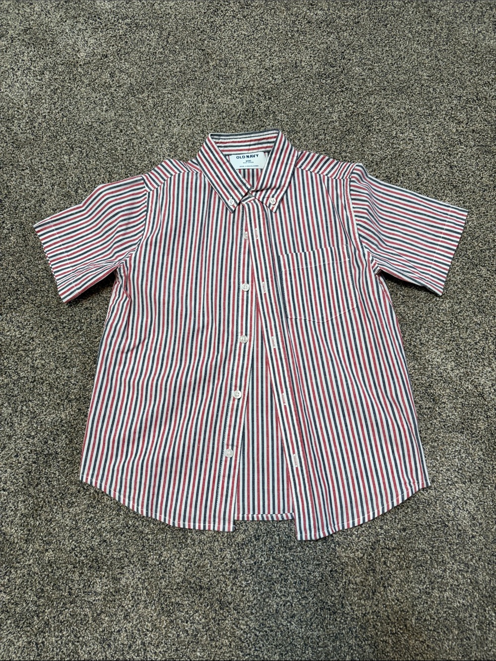 Old Navy Red, Blue & White Striped Short-Sleeve Button-Down Shirt